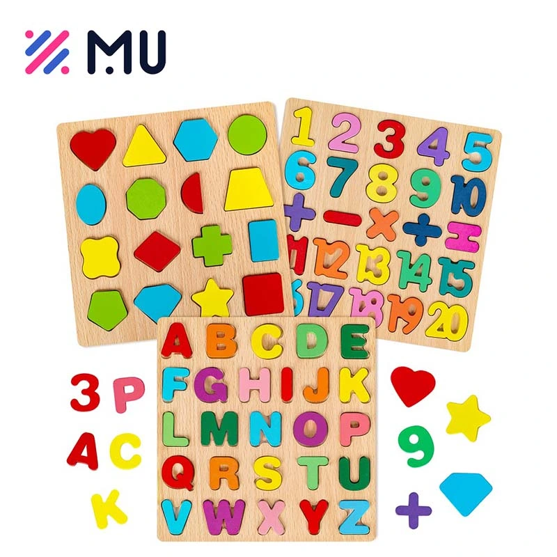 ABC Letters Number Alphabet Wooden Montessori Educational Toy 3D Jigsaw Puzzle for Kids