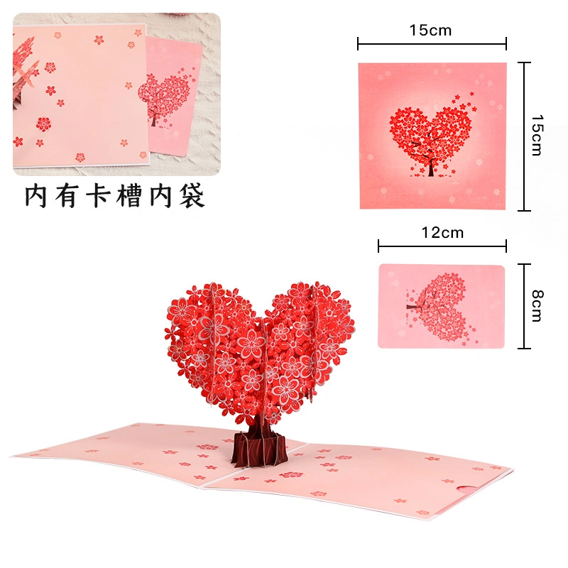 Valentine′ S Day Greeting Card 3D Paper Carving Cherry Blossom Tree Teacher′ S Day Holiday Blessing Card