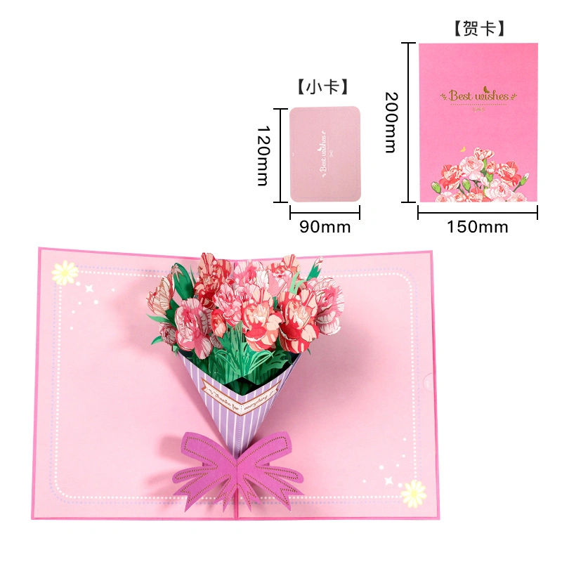 Hot Selling in Stock 3D Christmas Wedding Birthday Pop up Flower Love 3D Greeting Cards for Valentine′s Day