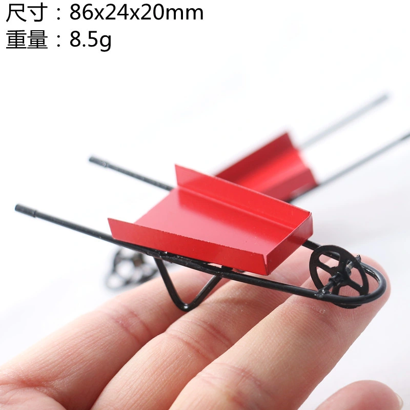 1: 12 Dollhouse Miniature Metal Red Pulling Cart for Dollhouse Decor Accessories