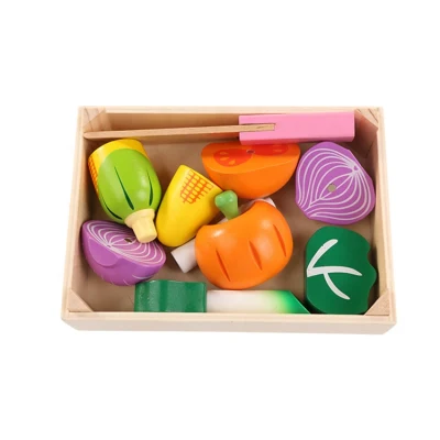 나무 척 놀이 절단 과일 음식 세트 주방 퍼즐 장난감 인지 3D 퍼즐 모양